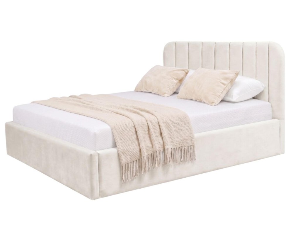 Elegantes Doppelbett 160x200 cm mit abgerundetem Kopfteil, Stauraum und Lattenrost, ZALIA S01 Elegantes Doppelbett 160x200 cm mit abgerundetem Kopfteil, Stauraum und Lattenrost, ZALIA S01