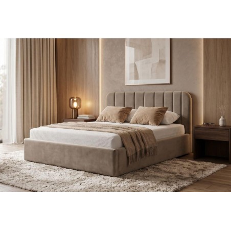 Komfortbett 200x200 cm mit elegantem Kopfteil, Bettkasten und stabilem Lattenrost, Polsterbett ZALIA S01