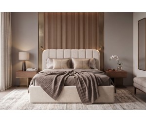 Modernes Ehebett 180x200 cm mit weichem Kopfteil, Bettkasten und Lattenrost, ZALIA S01