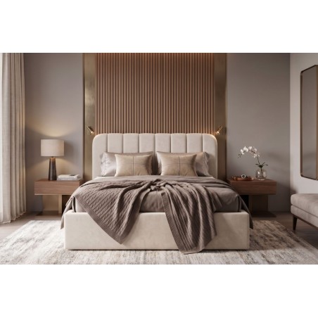 Modernes Ehebett 180x200 cm mit weichem Kopfteil, Bettkasten und Lattenrost, ZALIA S01