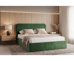 Elegantes Doppelbett 160x200 cm mit abgerundetem glattem Kopfteil, Stauraum und Lattenrost, ZALIA S02