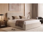 Modernes Ehebett 180x200 cm mit weichem glattem Kopfteil, Bettkasten und Lattenrost, ZALIA S02