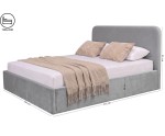 Modernes Ehebett 180x200 cm mit weichem glattem Kopfteil, Bettkasten und Lattenrost, ZALIA S02