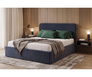 Modernes Ehebett 180x200 cm mit weichem glattem Kopfteil, Bettkasten und Lattenrost, ZALIA S02