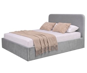 Komfortbett 200x200 cm mit abgerundetem Kopfteil, großer Bettkasten und Lattenrost mit Metallrahmen, ZALIA S02