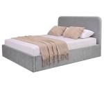 Komfortbett 200x200 cm mit abgerundetem Kopfteil, großer Bettkasten und Lattenrost mit Metallrahmen, ZALIA S02