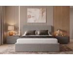 Komfortbett 200x200 cm mit abgerundetem Kopfteil, großer Bettkasten und Lattenrost mit Metallrahmen, ZALIA S02