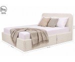 Elegantes Polsterbett 140x200 cm mit abgerundetem Kopfteil und Bettkasten, Strukturstoff PUENTE, ZALIA S02