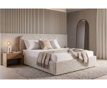 Elegantes Polsterbett 140x200 cm mit abgerundetem Kopfteil und Bettkasten, Strukturstoff PUENTE, ZALIA S02