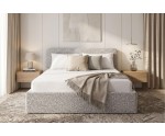 Schlafzimmerbett 160x200 cm mit weichem Kopfteil und Stauraum, Strukturstoff PUENTE, ZALIA S02
