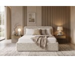 Schlafzimmerbett 160x200 cm mit weichem Kopfteil und Stauraum, Strukturstoff PUENTE, ZALIA S02