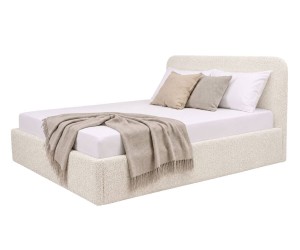 Doppelbett 180x200 cm mit eleganter Polsterung und Bettkasten, Strukturstoff PUENTE, ZALIA S02