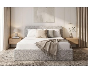 Doppelbett 180x200 cm mit eleganter Polsterung und Bettkasten, Strukturstoff PUENTE, ZALIA S02