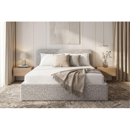 Doppelbett 180x200 cm mit eleganter Polsterung und Bettkasten, Strukturstoff PUENTE, ZALIA S02