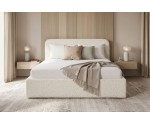 Großes Bett 200x200 cm mit weicher Polsterung, Bettkasten und Lattenrost, Strukturstoff PUENTE, ZALIA S02