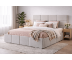 Bequemes Doppelbett 160x200 cm für Schlafzimmer, Ehebett mit Bettkasten, Lattenrost mit Metallrahmen, IMPERIA S03