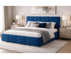 Bequemes Doppelbett 160x200 cm für Schlafzimmer, Ehebett mit Bettkasten, Lattenrost mit Metallrahmen, IMPERIA S03