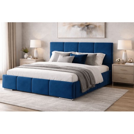 Bequemes Doppelbett 160x200 cm für Schlafzimmer, Ehebett mit Bettkasten, Lattenrost mit Metallrahmen, IMPERIA S03