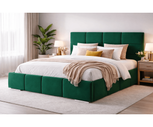 Modernes Polsterbett 180x200 cm für Schlafzimmer, Ehebett mit Bettkasten, Lattenrost mit Metallrahmen, IMPERIA S03