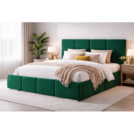 Modernes Polsterbett 180x200 cm für Schlafzimmer, Ehebett mit Bettkasten, Lattenrost mit Metallrahmen, IMPERIA S03