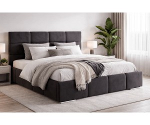 Doppelbett 200x200 cm für Schlafzimmer, Ehebett mit Bettkasten, Lattenrost mit Metallrahmen, IMPERIA S03
