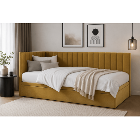 Modernes Eckbett 100x200 cm mit Stauraum ohne Matratze, Polsterbett INTARO A44
