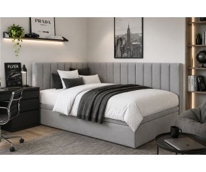 Bequemes Einzelbett 120x200 cm mit Bettkasten für Jugendzimmer, ohne Matratze, INTARO A44