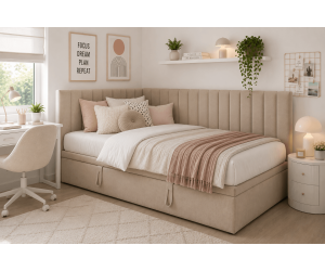 Einzelbett 90x200 cm mit Bettkasten ohne Matratze, Singlebett INTARO A44
