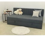 Jugendbett 80x200 cm mit Stauraum, Rückenlehne und Matratze, Polsterbett INTARO 35M