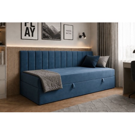 Einzelbett 90x200 cm mit Bettkasten und Bonell-Matratze, Schlafsofa INTARO 35M