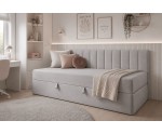 Jugendbett 120x200 cm mit Bettkasten, Seitenblende und Matratze, Polsterbett INTARO 35M