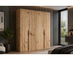 Moderner Kleiderschrank 200 cm breit mit Falttüren in Eiche Artisan, Schrank BELIO Moderner Kleiderschrank 200 cm breit mit Falttüren in Eiche Artisan, Schrank BELIO