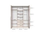 Moderner Kleiderschrank 200 cm breit mit Falttüren in Eiche Artisan, Schrank BELIO Moderner Kleiderschrank 200 cm breit mit Falttüren in Eiche Artisan, Schrank BELIO