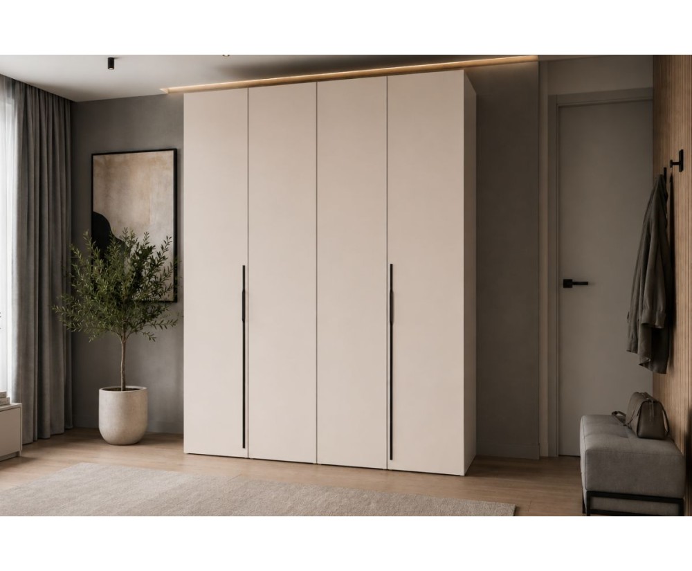 Eleganter Kleiderschrank 170 cm breit mit Falttüren in Kaschmir, Schrank BELIO Eleganter Kleiderschrank 170 cm breit mit Falttüren in Kaschmir, Schrank BELIO