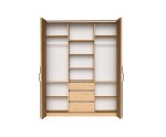 Großer Kleiderschrank 200 cm breit mit Falttüren in Bookmatch, Schrank BELIO Großer Kleiderschrank 200 cm breit mit Falttüren in Bookmatch, Schrank BELIO