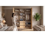Kleiderschrank 170 cm breit mit Falttüren in Bookmatch, Schrank BELIO Kleiderschrank 170 cm breit mit Falttüren in Bookmatch, Schrank BELIO