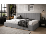 Designbett 120x200 cm mit Stauraum und niedriger Rückenlehne, ohne Matratze, Polsterbett NATAN SM 02