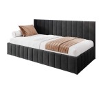 Modernes Polsterbett 80x180 cm für Kinderzimmer mit Bettkasten und Wandschutz, ohne Matratze, Polsterbett NATAN SM 02