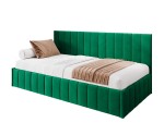 Modernes Polsterbett 80x180 cm für Kinderzimmer mit Bettkasten und Wandschutz, ohne Matratze, Polsterbett NATAN SM 02