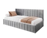 Modernes Polsterbett 80x180 cm für Kinderzimmer mit Bettkasten und Wandschutz, ohne Matratze, Polsterbett NATAN SM 02