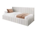 Modernes Polsterbett 80x180 cm für Kinderzimmer mit Bettkasten und Wandschutz, ohne Matratze, Polsterbett NATAN SM 02