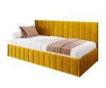Modernes Polsterbett 80x180 cm für Kinderzimmer mit Bettkasten und Wandschutz, ohne Matratze, Polsterbett NATAN SM 02