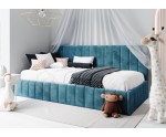 Modernes Polsterbett 80x180 cm für Kinderzimmer mit Bettkasten und Wandschutz, ohne Matratze, Polsterbett NATAN SM 02