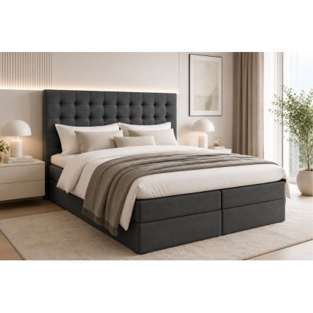 Boxspringbett 140x200 cm für Dachschräge mit Bettkasten und Hotelkomfort, Kontinentalbett MAGNUS 6A