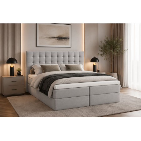 Boxspringbett 180x200 cm mit hohem Kopfteil, Ehebett mit Bettkasten, MAGNUS 6A