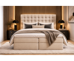 Großes Kontinentalbett 200x200 cm mit gestepptem Kopfteil, Ehebett mit Bettkasten für Dachschräge, Hotelbett MAGNUS 6A