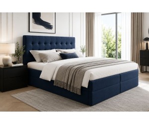 Großes Kontinentalbett 200x200 cm mit gestepptem Kopfteil, Ehebett mit Bettkasten für Dachschräge, Hotelbett MAGNUS 6A