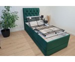 Boxspringbett 90x200 cm mit verstellbarem Lattenrost per Fernbedienung und Bettkasten, Funktionsbett PEKIN SE