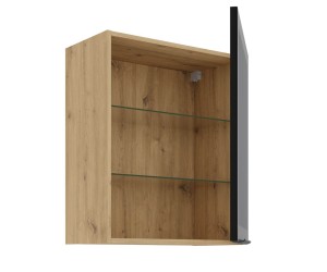 Hängender Vitrinenschrank 60 cm breit, Küchenhängeschrank in Eiche Artisan VIRTANO V2 60 GS-72 1F