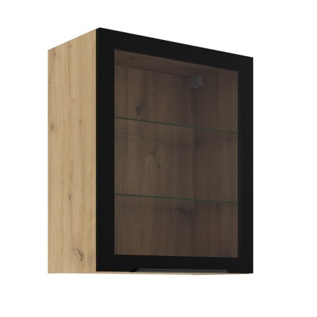 Hängender Vitrinenschrank 60 cm breit, Küchenhängeschrank in Eiche Artisan VIRTANO V2 60 GS-72 1F